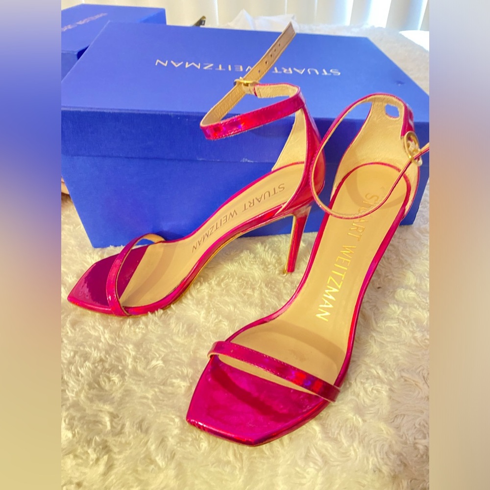 Hot Pink ~ Iridescent Unicorn 🦄 Chrome - Stuart Weitzman Sandals
